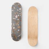 Grey Beige Tan Brown Terrazzo Marble Pattern Skateboard (Voorkant)