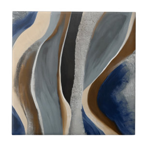 Grey Beige Waves Stones Keramische Tegel Tegeltje