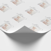 Grey Believe Script met kerstfoto Cadeaupapier (Hoek)