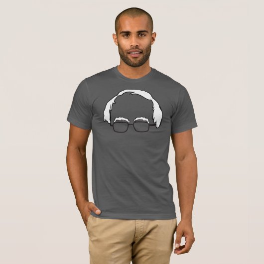 Grey Bernie Sanders Hair & Glasses T-shirt (Voorkant volledig)