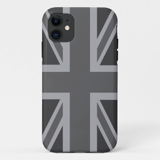 Grey Black Classic Union Jack British (UK) vlag Case-Mate iPhone Case (Achterkant)
