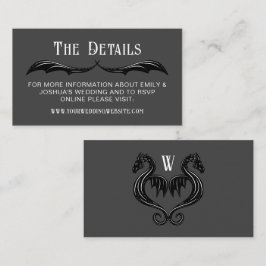 Grey Black Dragon Wings Fantasy Wedding Details Informatiekaartje