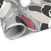 Grey Black Floral Winter Magnolia Cadeaupapier (Rol Hoek)