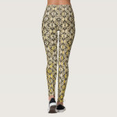 Grey, Black & Gold Patterned Flowers Leggings (Achterkant)