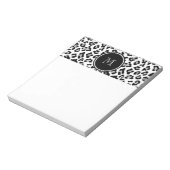 Grey Black Leopard Animal Print met Monogram Notitieblok (Gedraaid)