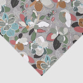 Grey Black Red Floral Winter Magnolia Tissuepapier (Detail)