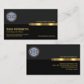 Grey Black Retro Columns Founder CEO Visitekaartje (Voorkant / Achterkant)