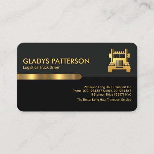Grey Black Retro Columns Logistics Trucker Visitekaartje (Voorkant)