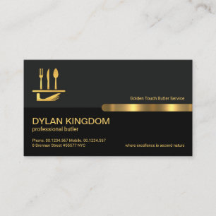 Grey Black Retro Kolommen Gold Line, Butler Servic Visitekaartje