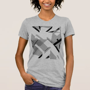 Grey Black Shapes Abstracte kunst MCM-geïnspireerd T-shirt