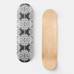 Grey Black White Butterfly Wing Abstract Patroon Skateboard