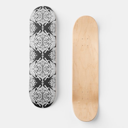 Grey Black White Butterfly Wing Abstract Patroon Skateboard (Voorkant)