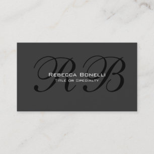 Grey Black White Monogram Consultant Visitekaartje