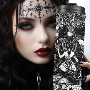 Grey Black Witchy Gothic Victoriaans Gothic Baphom Thermosbeker