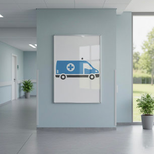 Grey Blue Ambulance Poster