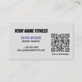 Grey Blue Black Photo-centric Fitness QR Code Visitekaartje (Voorkant)