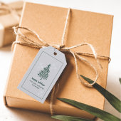 Grey-Blue Evergreen Tree Gift Labels – Set van 10 Cadeaulabel