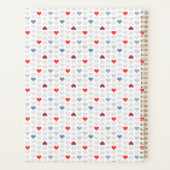 Grey Blue Red Heart Pattern Planner (Achterkant)