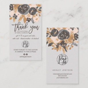 Grey Blush Boho Florial Script logo Bestelling Bed Visitekaartje