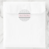 Grey Blush Damask Baby shower Favor Stickers (Tas)