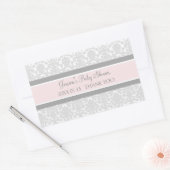 Grey Blush Damask Baby shower Favor Stickers (Envelop)