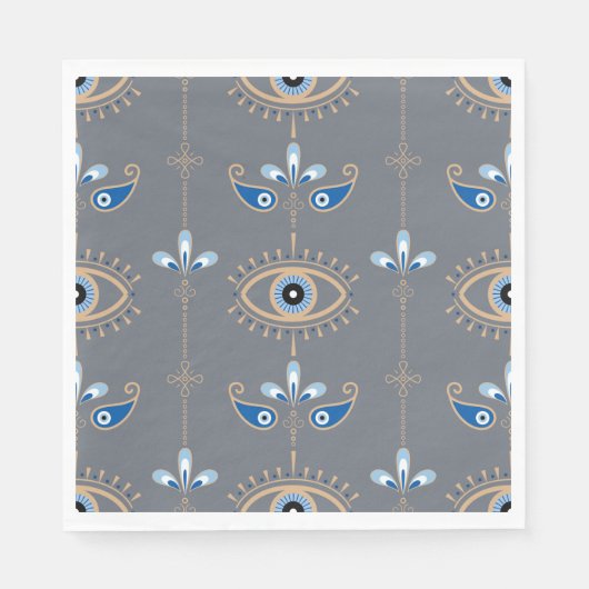 grey bohemian retro evil eye pattern servet (Voorkant)