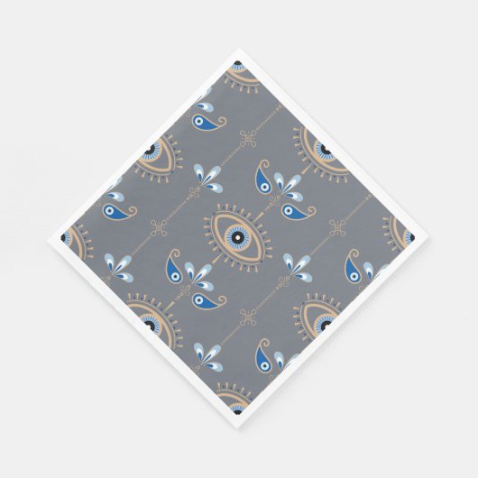 grey bohemian retro evil eye pattern servet (Hoek)