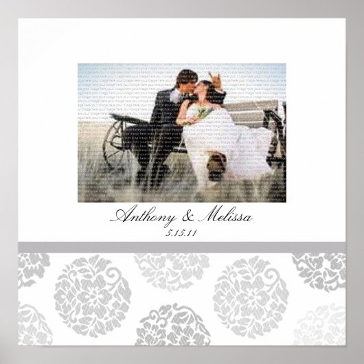 Grey Bouquet Mariage Photo Collage Poster d'Art Mu (Devant)