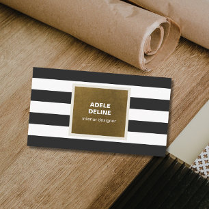 Grey Bronze Stripes Elegant Interior Designer Visitekaartje