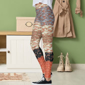 Grey Brown Black Beige Textile Knit Stripe Pattern Leggings