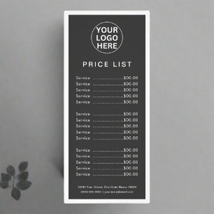 Grey Business Logo Professional prijslijst Menu