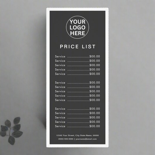 Grey Business Logo Professional prijslijst Menu