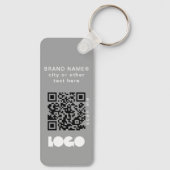 Grey Business Logo & QR Code, Bedrijf Horizontaal Sleutelhanger (Achterkant)