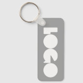 Grey Business Logo & QR Code, Bedrijf Horizontaal Sleutelhanger (Voorkant)