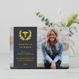 Grey Caduceus Faire-part Médicale de graduation