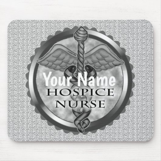 Grey caduceus Hospice Nurse Muismat (Voorkant)
