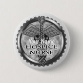 Grey caduceus Hospice Nurse Ronde Button 5,7 Cm (Voorkant)