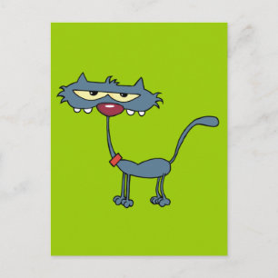 Grey Cartoon Cat Briefkaart