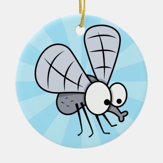 Grey Cartoon House Fly Keramisch Ornament (Voorkant)
