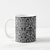 Grey Cats and Crowns Damask Coffee Mok (Links)