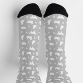 Grey Cats and Paw Prints Pattern Sokken (Top)