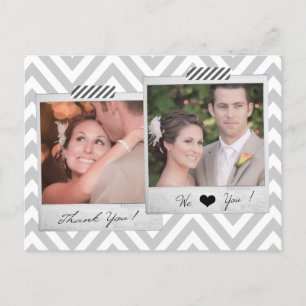 Grey Chevron bruiloft Dank u Briefkaart