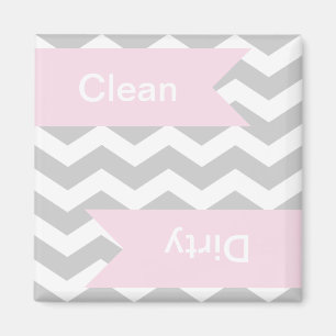 Grey Chevron Clean - Dirty Dishwasher Magnets Magneet