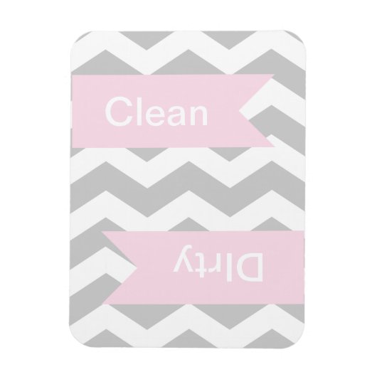 Grey Chevron Clean - Dirty Dishwasher Magnets Magneet (Verticaal)