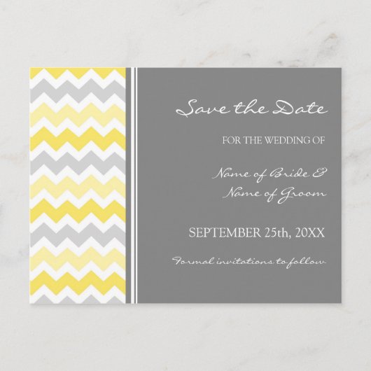 Grey Chevron Enregistrer la date Carte postale Mar (Devant)