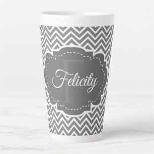 Grey Chevron Personnalisé Latte Mug