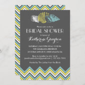 Grey Chevron Seashells Invitation de la douche nup (Devant / Derrière)