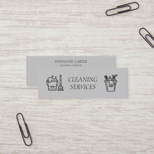 Grey Cleaning Services Company Mini Visitekaartje (Voorkant / Achterkant in situ)