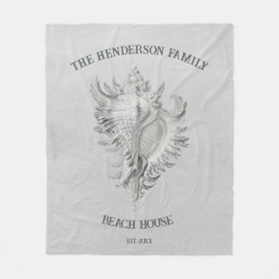 Grey Conch Shell Fleece Blanket Deken