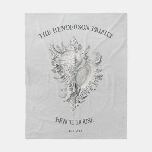 Grey Conch Shell Fleece Blanket Deken (Voorkant)